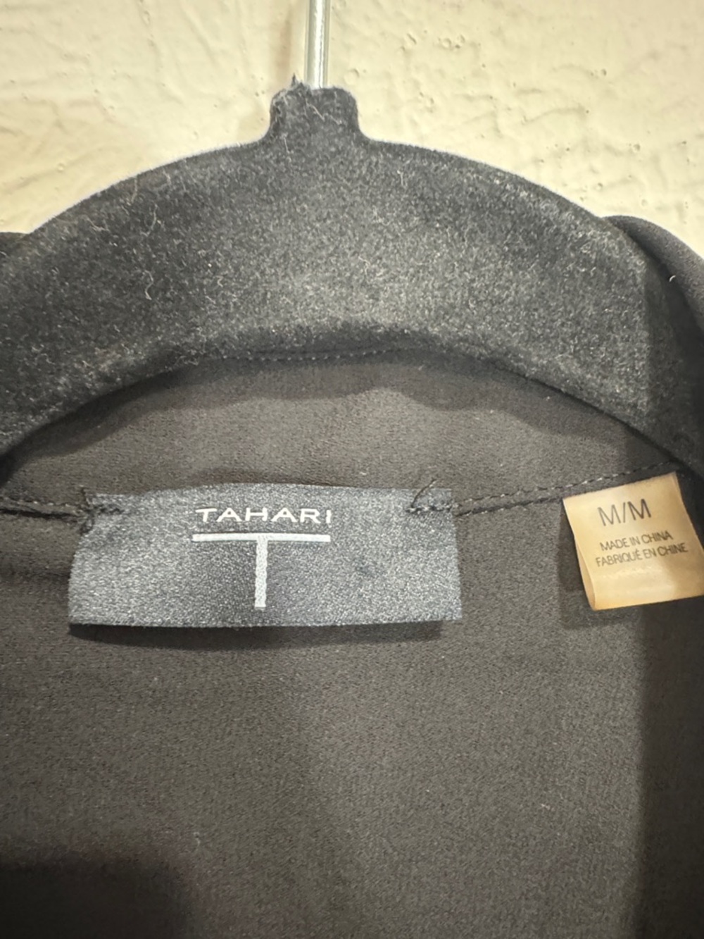 Tahari Black Pleated Sleeve Button-Down Blouse - Picture 2 of 7